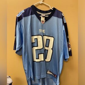 Reebok NFL Blue Mesh Titan Jersey 28 Johnson